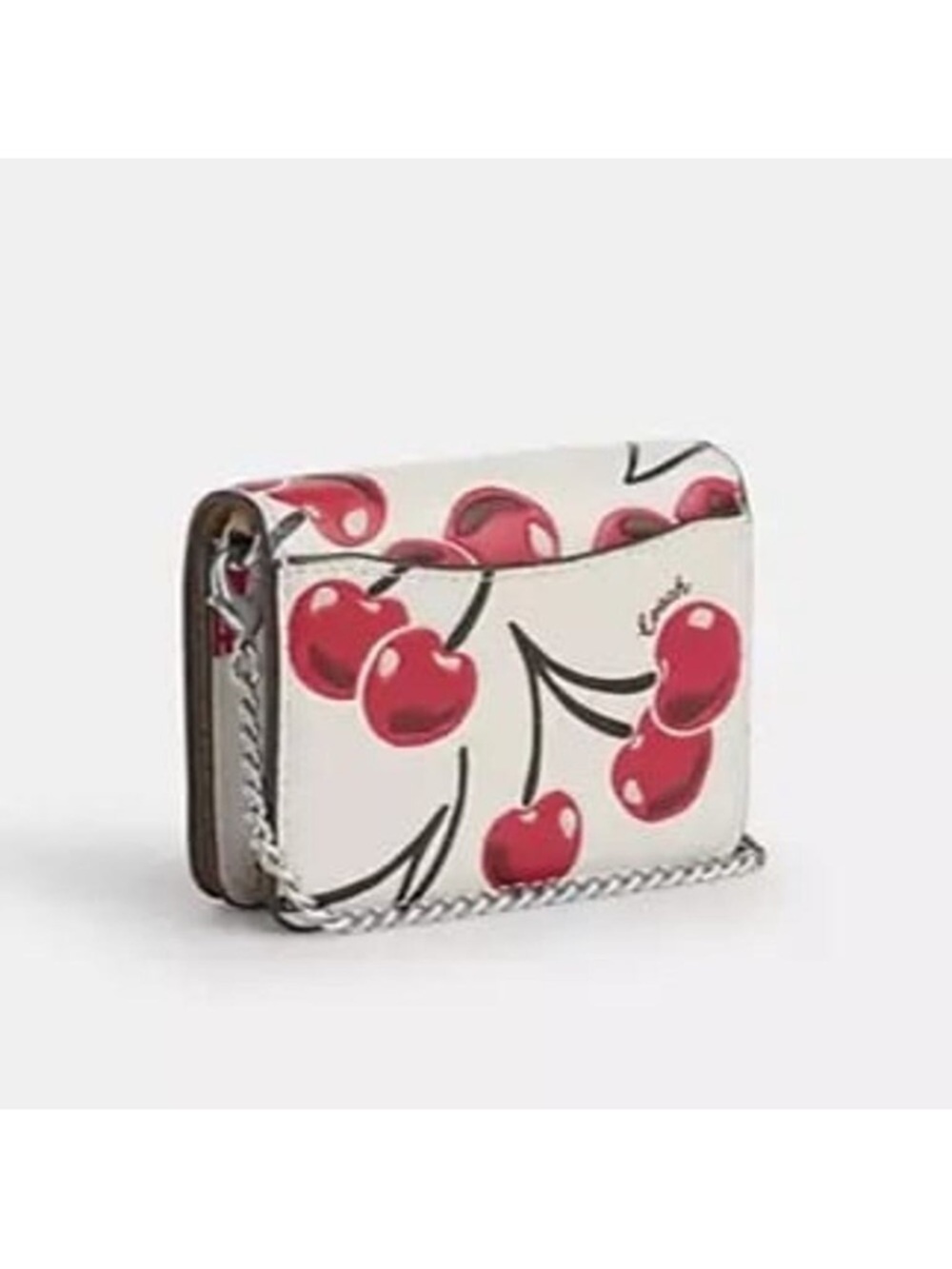 Coach Cherry Print Mini Leather Crossbody in White and Red - Picture 4 of 6